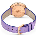 Crystalline lustre watch Swiss Made, Leather strap, Purple, Rose gold-tone finish